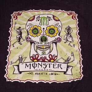 Monster Energy Mens XL T-Shirt Black Sugar Skull Mi Muerte Loca Graphic Tee